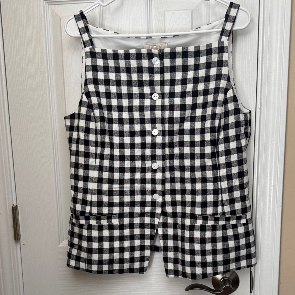 Wayf Black and White Checkered Top
